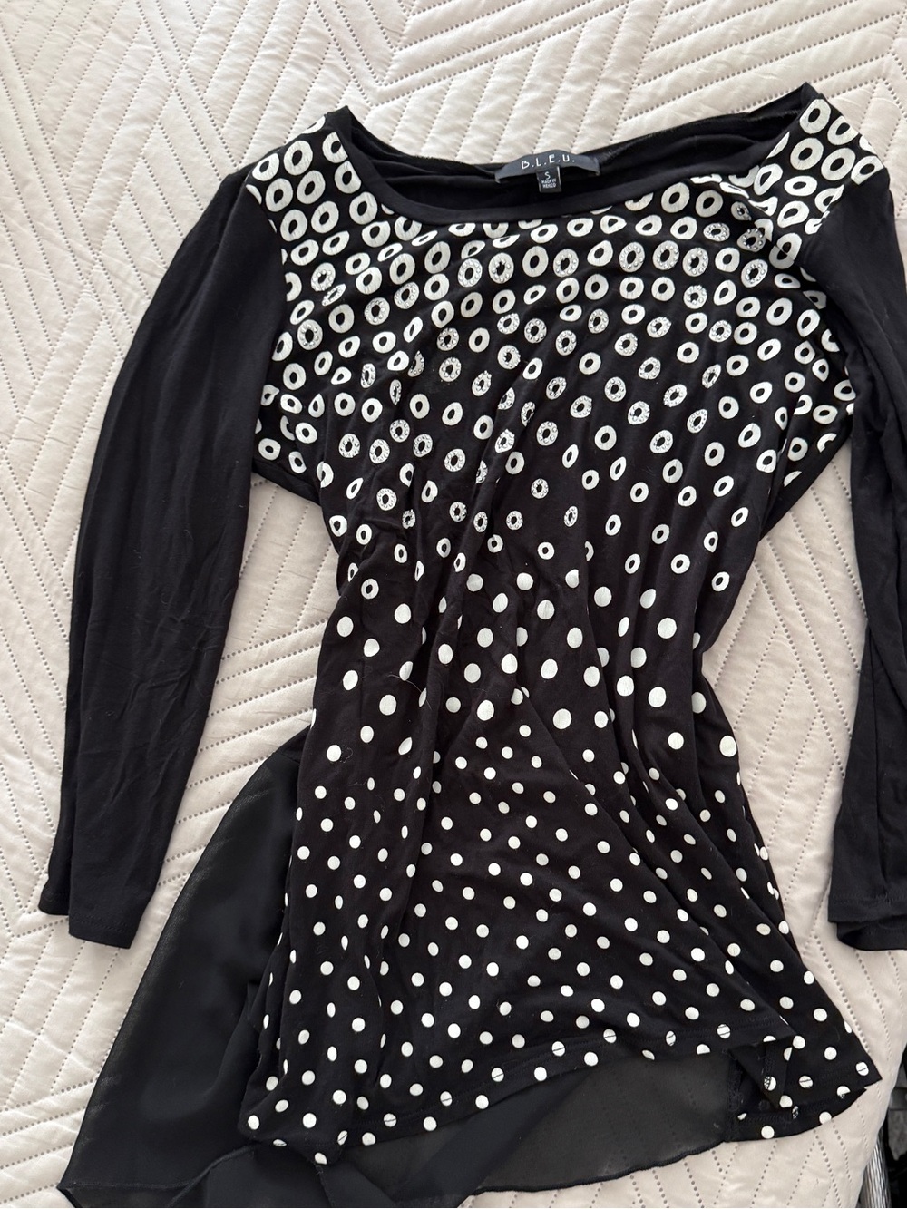 Black and White Polka Dot Long Sleeve Tunic